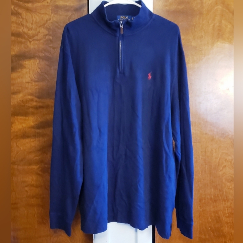 Mens Navy Blue Vintage Polo Ralph Lauren Estate Rib XL Quarter Zip
